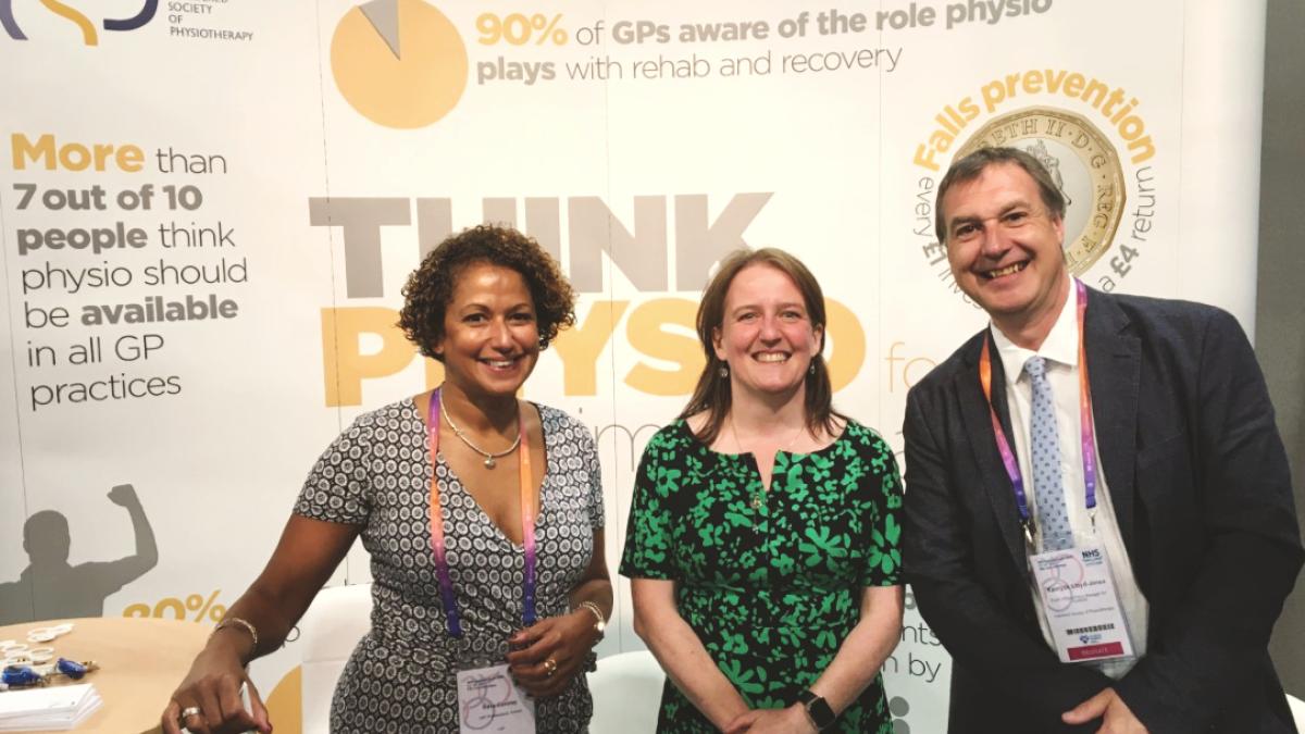 CSP professional adviser for Scotland Sara Conroy with Marie Todd, MSP public health minister, and Kenryck Lloyd-Jones, CSP public affairs & policy manager for Scotland