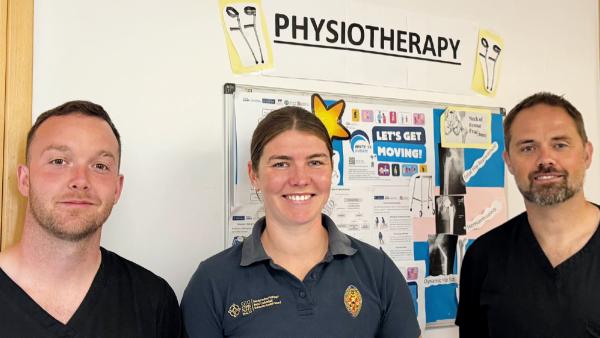 FL Aug 26 Feature Physios orthopaedic trauma The team at Ysbyty Gwynedd Hospital (l-r) Lewis Hall, Gwenno Hughes, Sion Quinn