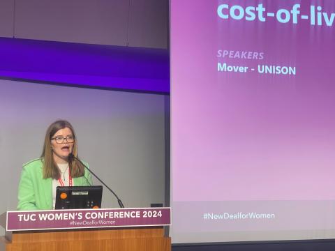 Alice Spilsbury, physiotherapist and CSP trade union organiser deliver a speech to conference