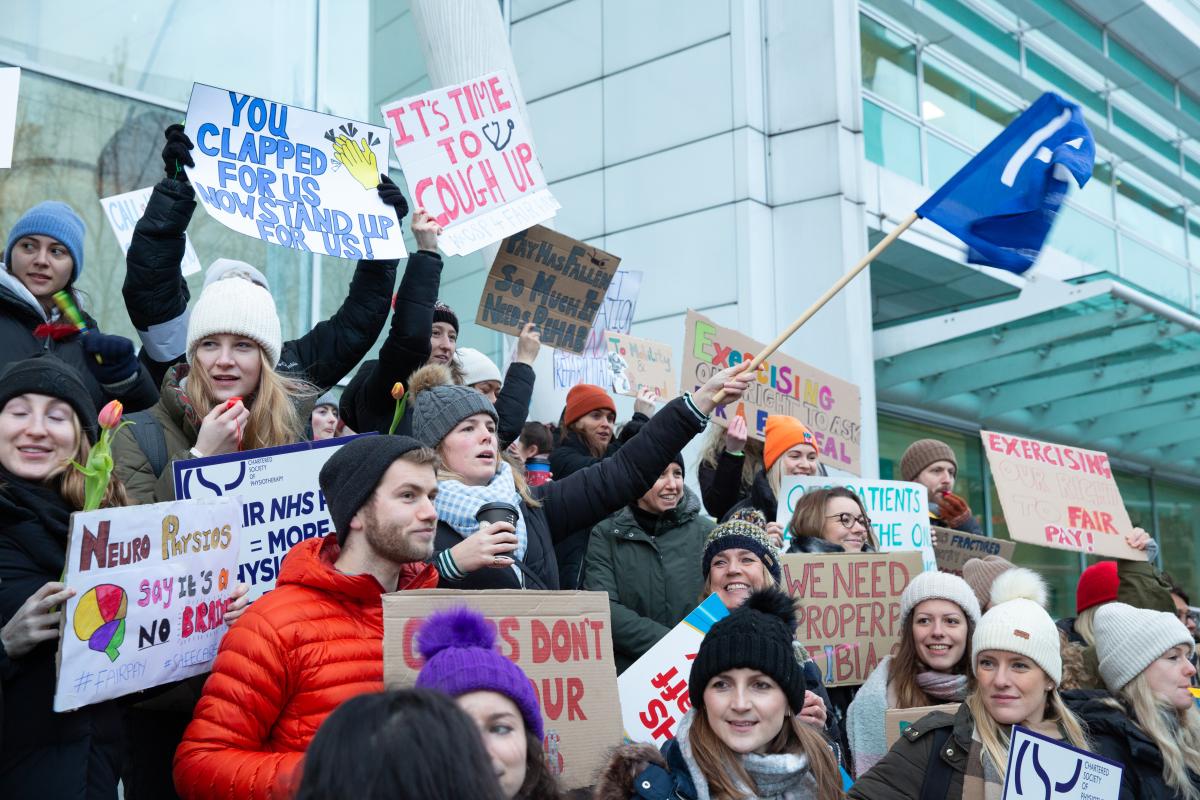 NHS physio staff on strike